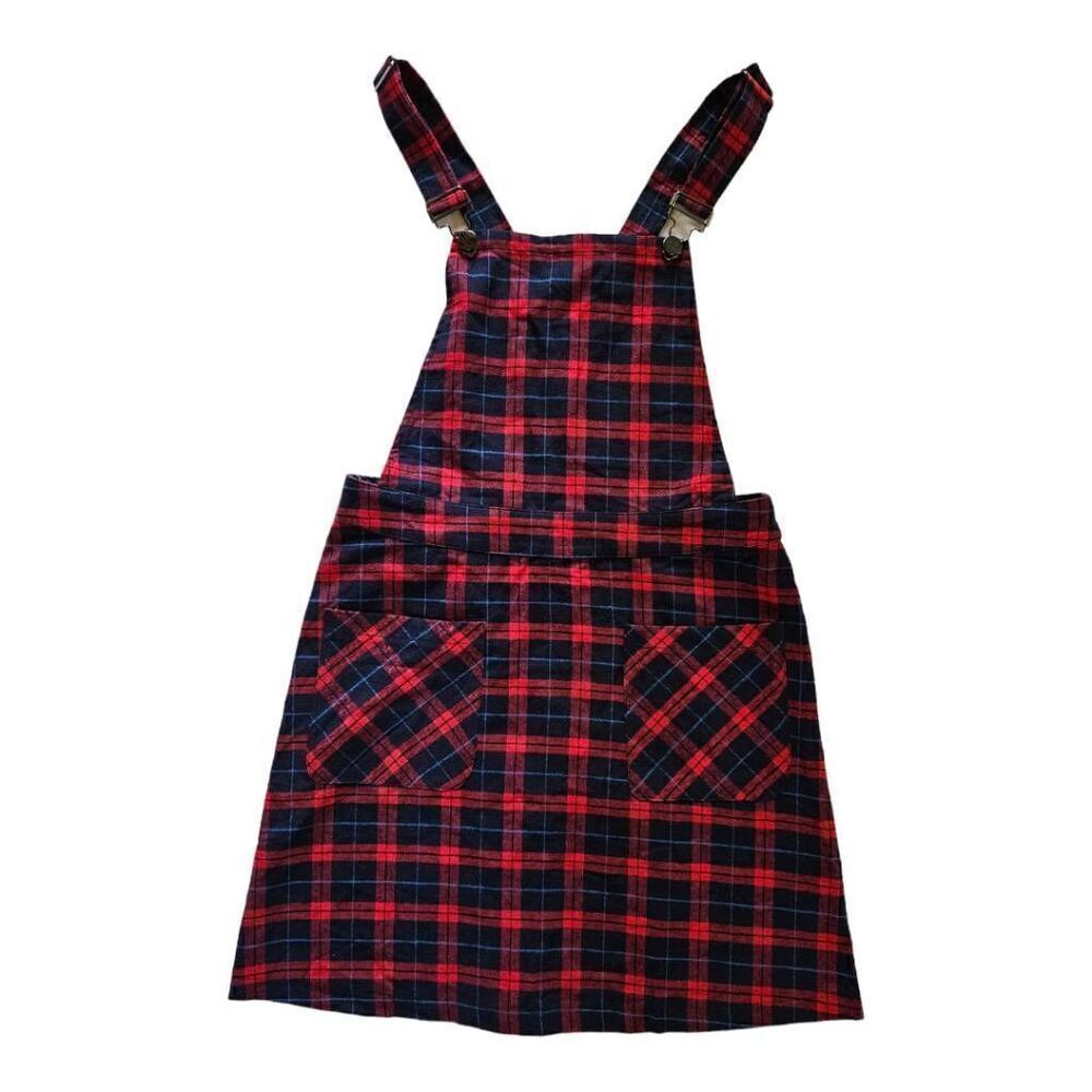 Allegra K Women's Adjustable Strap Above Knee Plaid Printed Overall Dress Suspen